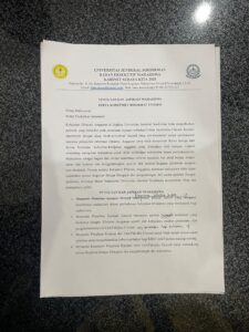 Lembar tuntutan dan aspirasi mahasiswa serta komitmen birokrat Unsoed (07/05/2025) (beritaunsoed.com/Hasna Nazriah)