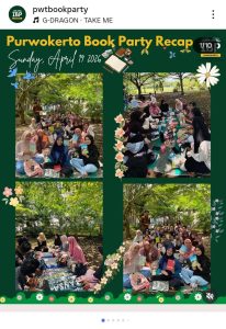Suasana kegiatan membaca bersama di Purwokerto Book Party Sumber: @pwtbookparty on Instagram