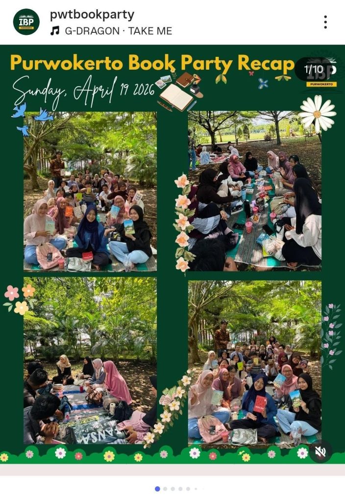Suasana kegiatan membaca bersama di Purwokerto Book Party
Sumber: @pwtbookparty on Instagram 
